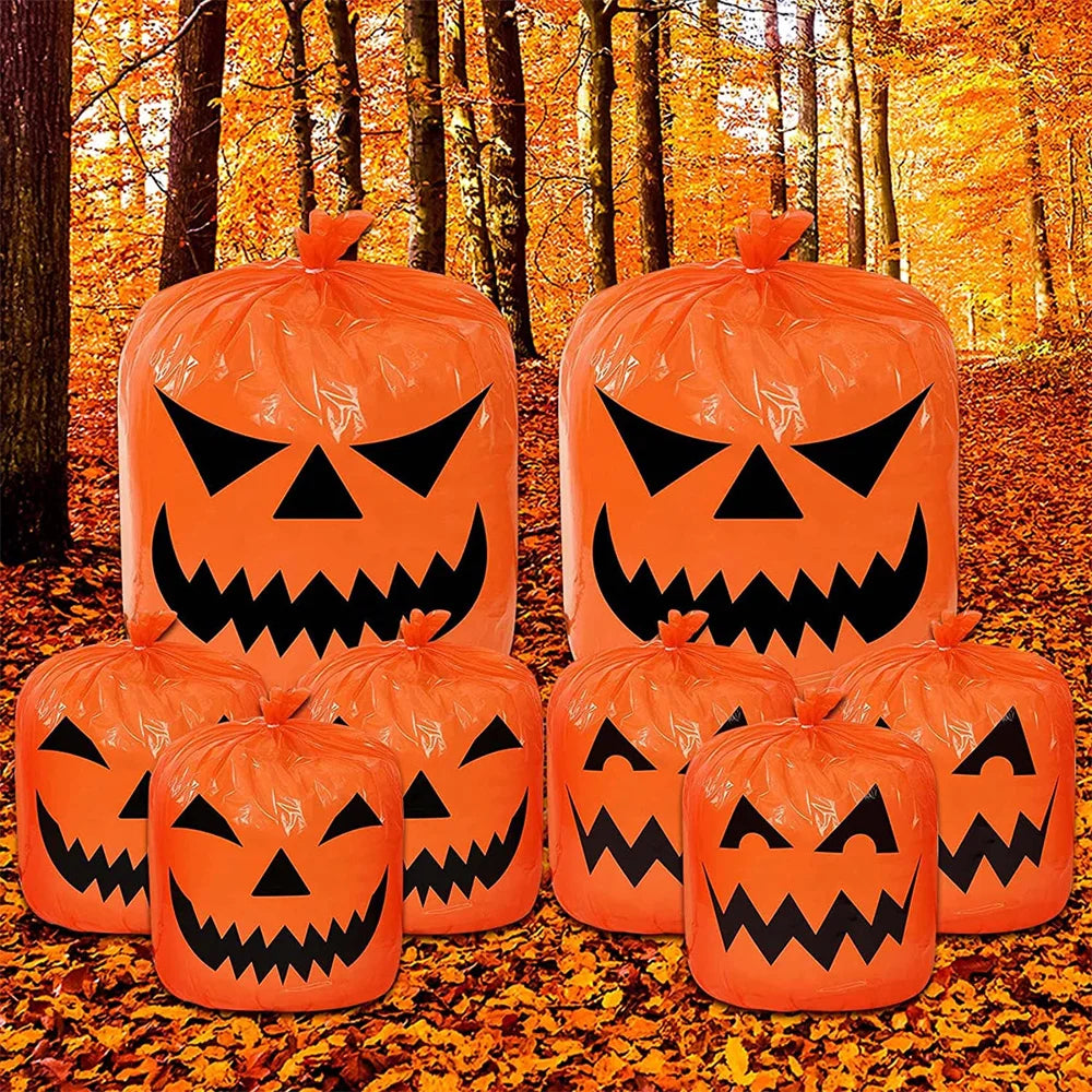 Large Halloween Pumpkin Plastic Garbage Leaf Bags For Home Outdoor Garden Yard Decoration Lawn Bag Happy Halloween Party Props