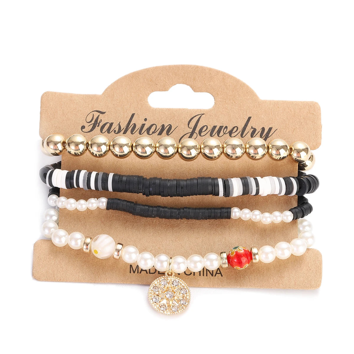 Vintage Bohemia Women Bracelets Set Charm Hand Stone Beads Tassel Pendents Bracelets Pour Les Femmes 4Pcs/Lot
