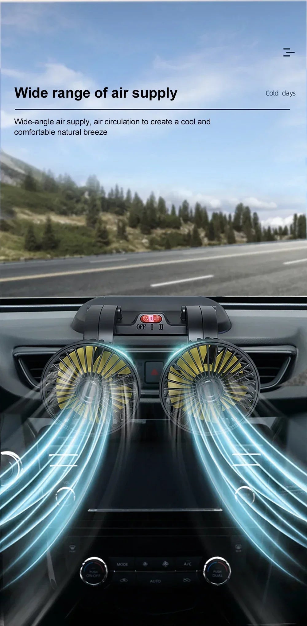 Car 5V 12V 24V Fan Cooling Car Fan Dual Head Usb Car Fan 2 Speeds Adjustable Auto Cooler Air Fan Car Accessories Wind Regulation