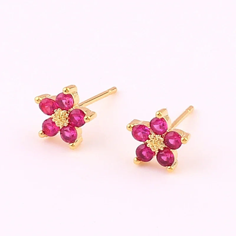 Luxury Rainbow CZ Flower Tennis Chain Bracelet For Women Girls Iced Out Bling CZ Paved Colorful Daisy Flower Bracelet