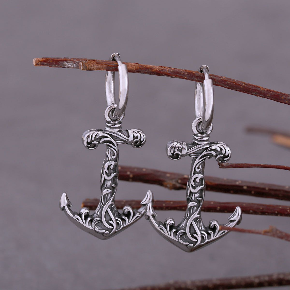 Stainless Steel Vintage Viking Anchor Drop Earrings Hip-hop Punk Rock Biker Boys Fashion Charm Earrings Jewelry Gift Accessories
