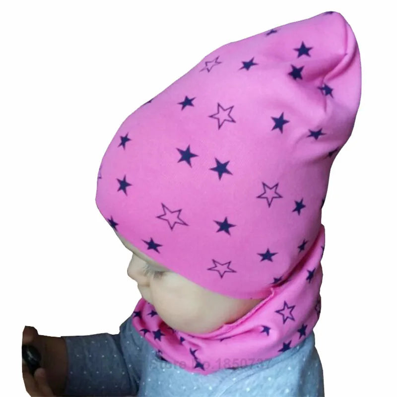 Star Print Cotton Baby Hat Autumn Winter Baby Girls Hat Boys Cap Toddlers Infant Cap Scarf Children Bonnet Hats