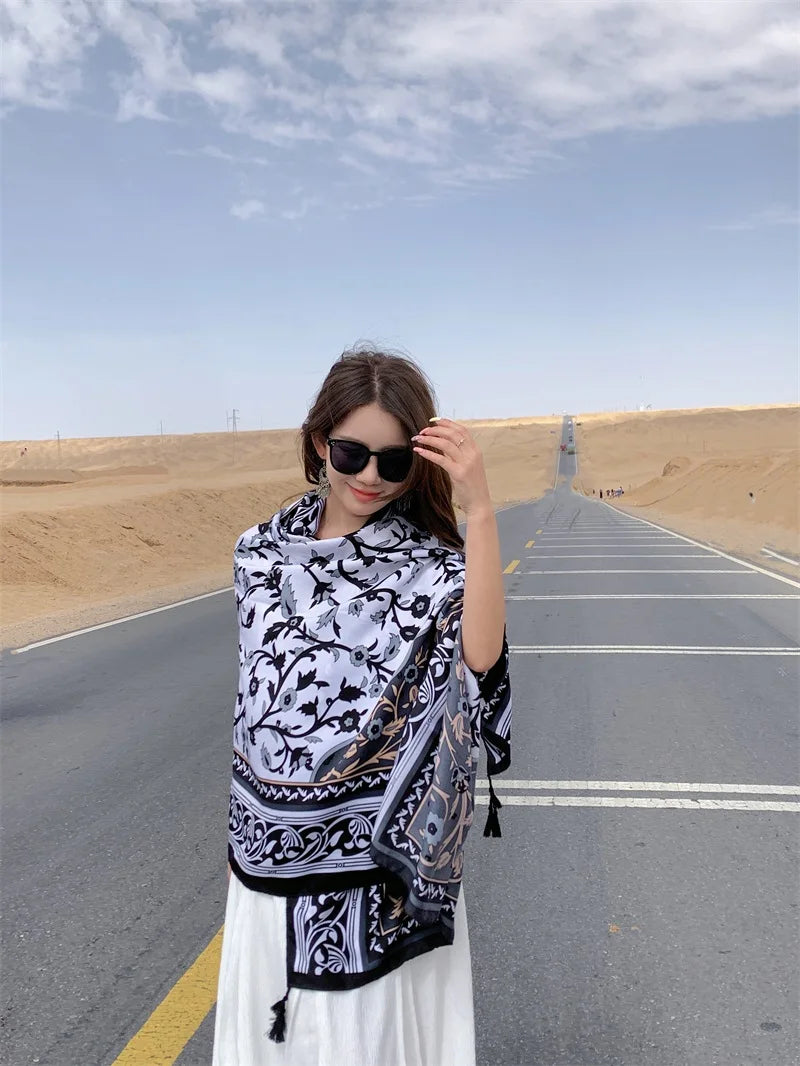 Travel Beach Sunscreen Scarves for Women Bikini Large Sarong Wrap Scarf Brazilian Swimsuit Bathing Cover-ups 17 Styles 90x180cm