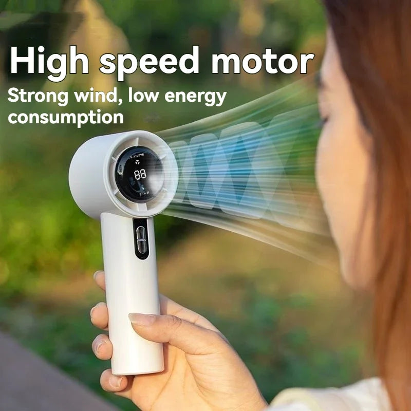 2pcs USB Rechargeable Handheld Fan - 100-Speed Turbo Cooling with LED, Portable Mini Fan for Outdoor, Camping & Office