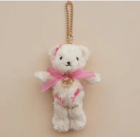Japanese New Sweet Cute Rabbit Bear Rhinestone Bow Pendant Sweet Kawaii Girl Female Bear Bag Charm Pendant Keychains
