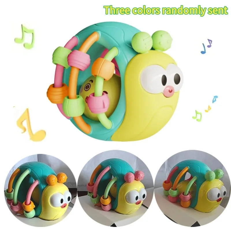 Cute Hand-Held Snail Baby Rattle Early Education Puzzle Toy Plastic Ball Birthday Christmas Gift for Infants