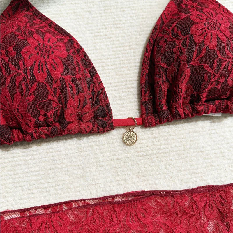 Lace Sexy Bikinis Female Swimsuits Women Three-Piece Swimwear Beach Swimming Wear Bathing Suits Brazilian Bikini Set Pool Bather