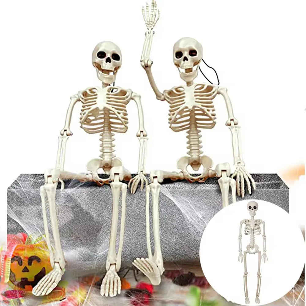 Halloween Skeleton Decoration Spooky Scary Skeleton with Movable Joints Posable Skeleton Decoration 40cm for Indoor Outdoor