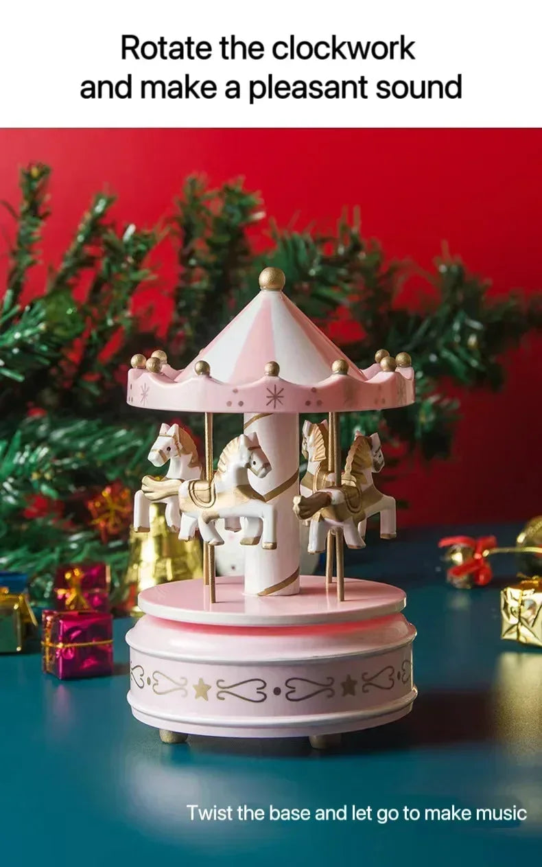 Christmas Decoration Ornaments Carousel Octave Box Music Box Birthday Gifts for Kids New Year Decorations Home Christmas Gift