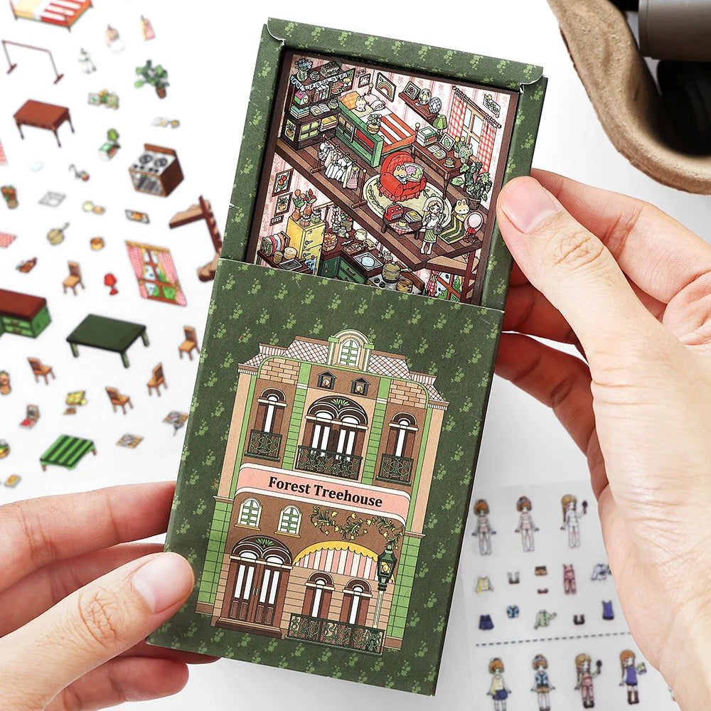 Forest treehouse 3D photo frame Landscape Sticker  DIY  Pocket Cabin  Scene   Halloween Children's Toys gifts ﻿ ﻿