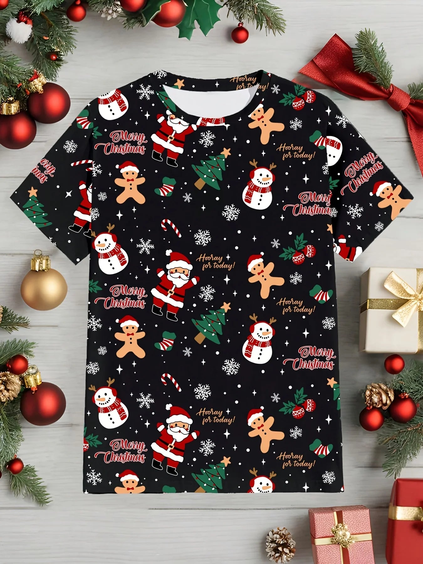 Kids Clothes Cartoon Christmas Santa Claus T Shirt Casual Short Sleeve T Shirts for Boys Girls 2-10y Christmas Gift for Children