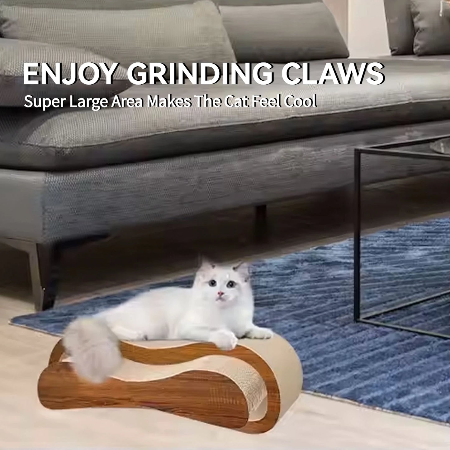 2 in 1 Cat Scratcher Cardboard Lounge Bed, Cat Scratching Post, Durable Board Pads Prevents Furniture Damage