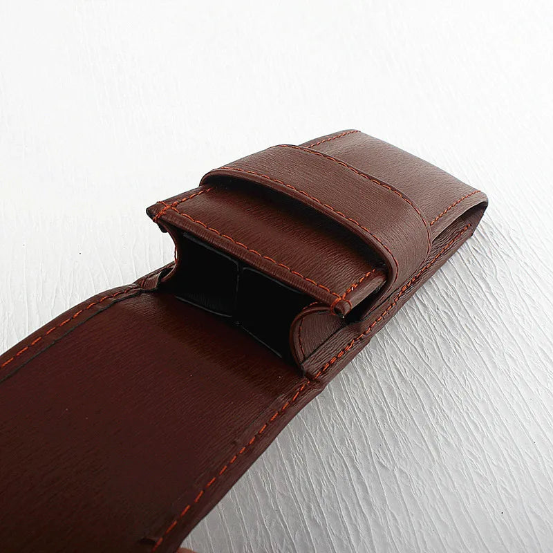 Vintage PU Leather Pencil Bag Fountain Pen Stationery Holder Protective Cover Office School Supplies Retro Pen Torage Case