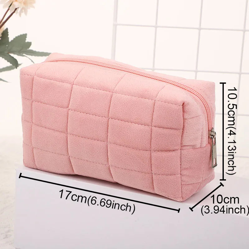 Cute Plush Makeup Bag for Women Portable Travel Zipper MakeupOrganizer Handbag Stationery Pencil Case Make Up Pouch Storage Bags