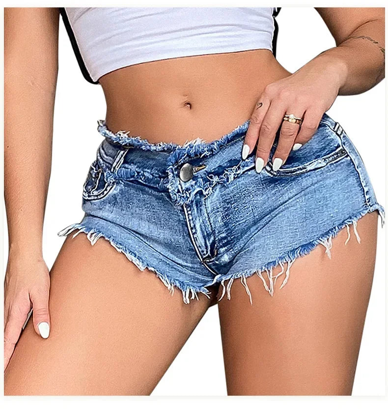 New Summer Fashion Women's Denim Shorts European Style Stretch Ripped Style Wish Explosive Popular Shorts