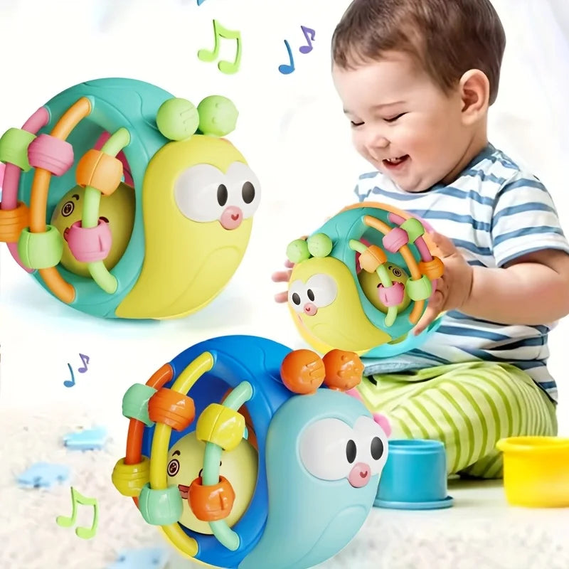 Cute Hand-Held Snail Baby Rattle Early Education Puzzle Toy Plastic Ball Birthday Christmas Gift for Infants