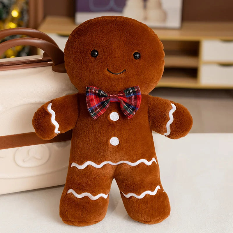 New Christmas Gingerbread Man Plush Toy Gingerbread House Key Bag Pendant Pillow Boys Girls Soft Toys Christmas Gift Party decor