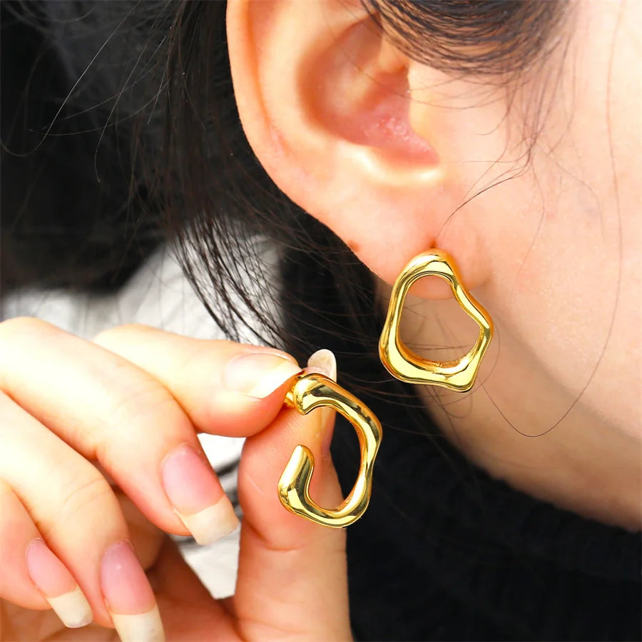 Minimalist Line Geometric Irregular Big Earrings For Women Holiday Party Gift Fashion Jewelry Ear Accessories
