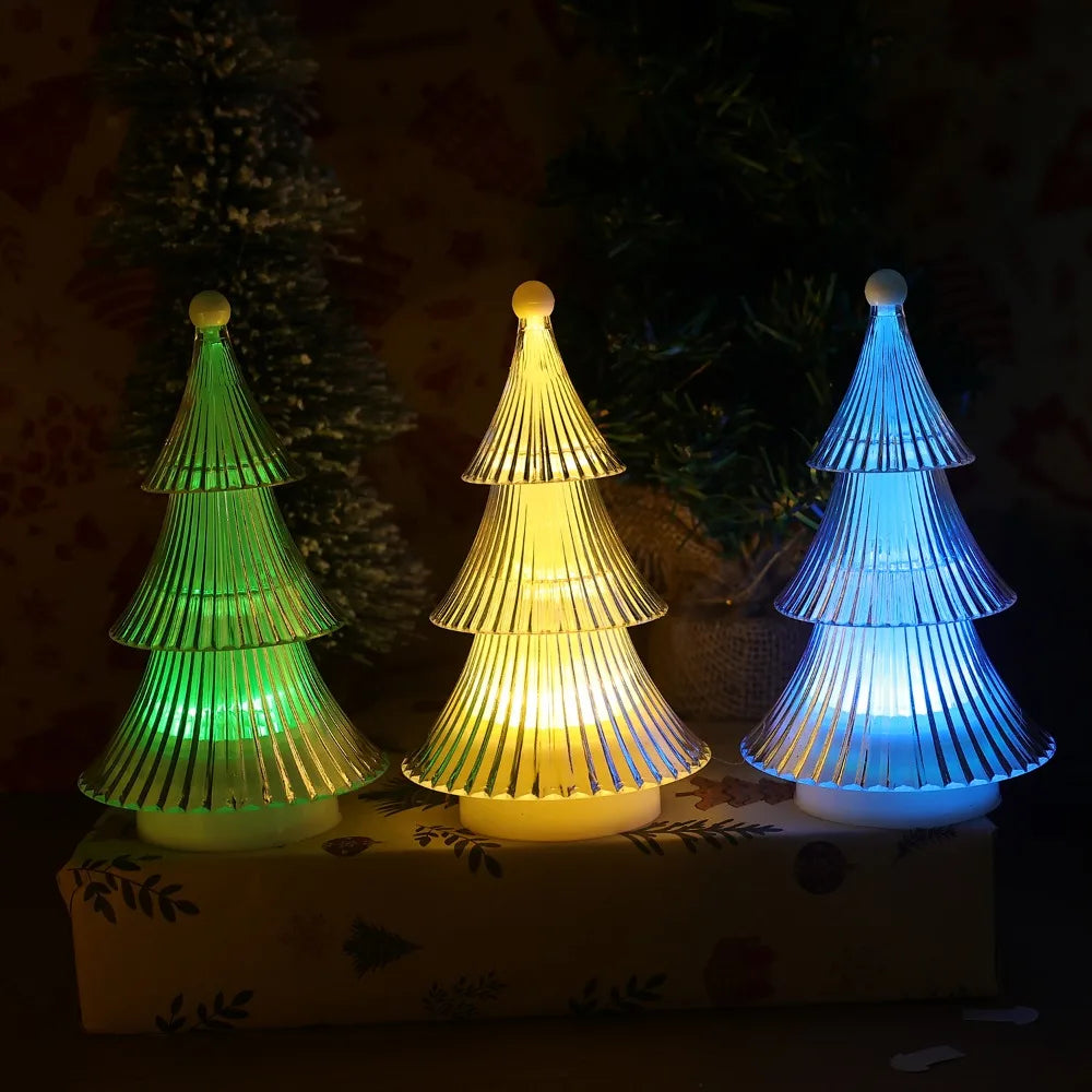 2/1pcs Christmas Decoration Ornaments Mini Luminous Crystal Christmas Tree High-end Desktop Ornaments Christmas Gift Lights