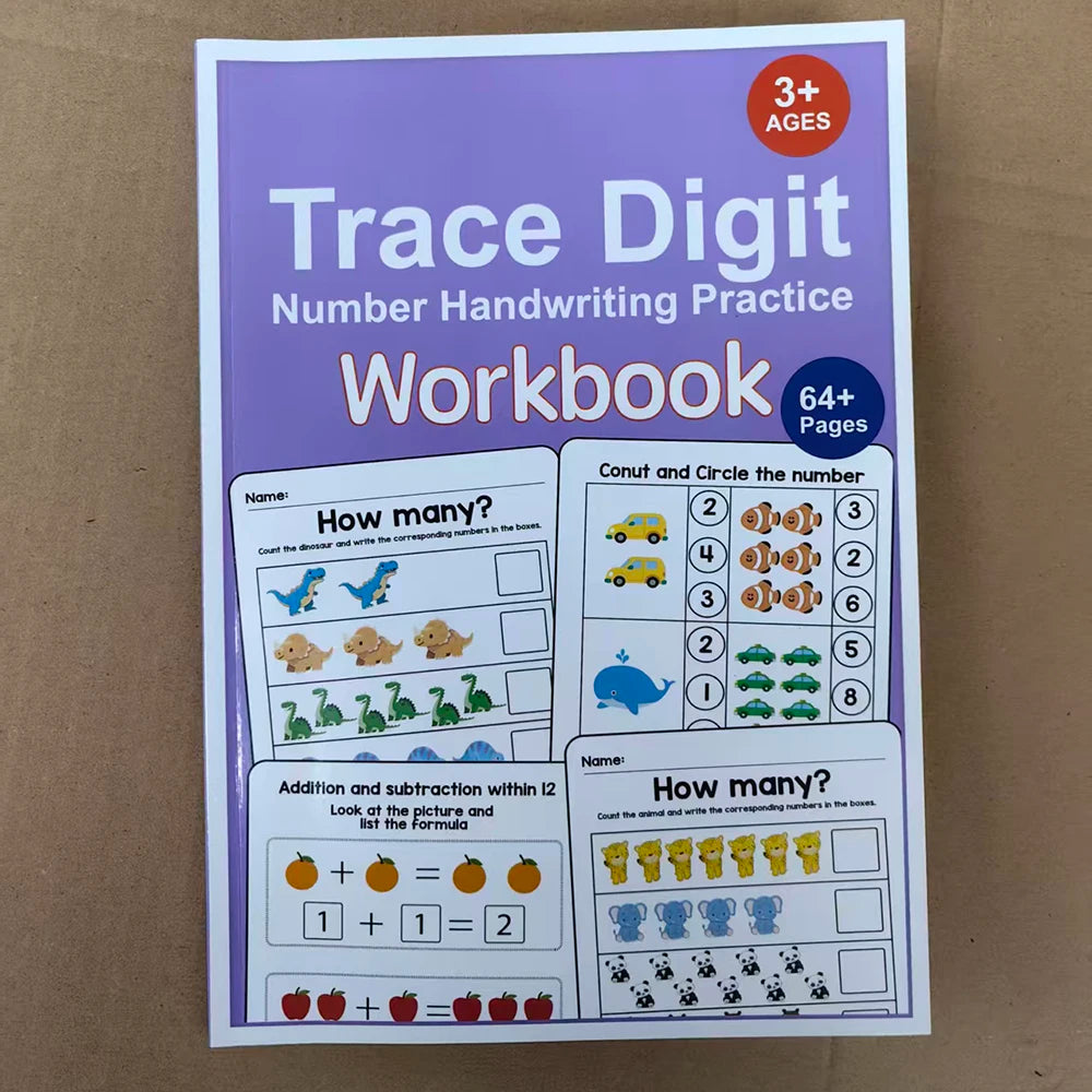 64-Page Interactive Preschool Math Workbook: Number Tracing, Addition and Subtraction Exercises - Early Education Activities for Children Aged 3 and Above, Preparatory Course, for Home or Classroom Use - Number Recognition an