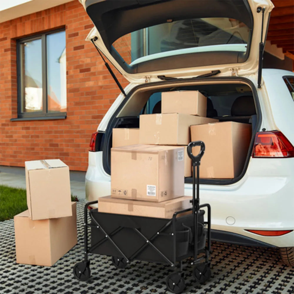 Foldable Garden Wagon Cart Portable Camping Trolley ,Outdoor Multi-function Foldable Carts Wagon for Beach or Shopping Utility