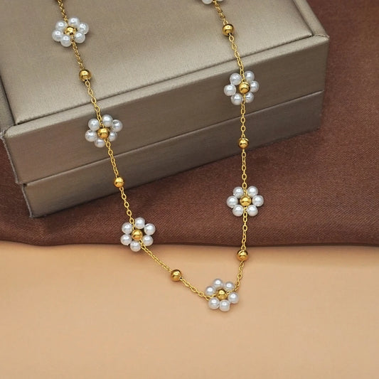 Women's Small White Petal Necklace - Best Gift for Her Birthday, Valentine's, Christmas, Halloween, Party Dates