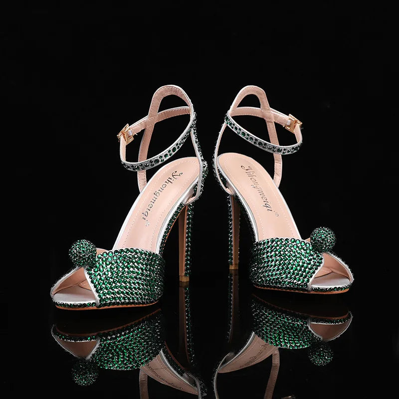 Fashion High Quality Wedding Shoes Women Pearls Studs Luxury Peep Toe White High Heels Buckle Designer Woman Sandal 43 Zapatos