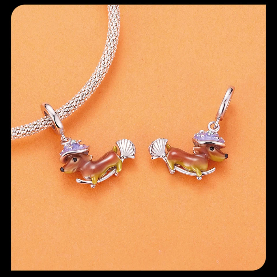 BISAER 925 Sterling Silver Halloween Skull & Pumpkin Charm Bead Pumpkin Cat Magic Crystal Pendant for Women DIY Bracelet Jewelry