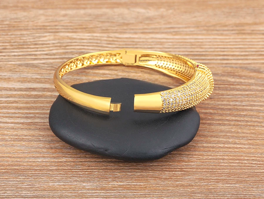 Nidin High Quality Pave Shiny Zircon Charm Bracelets 6 Colors For Women Wedding Party Adjustable Bangles Luxury Jewelry Gifts