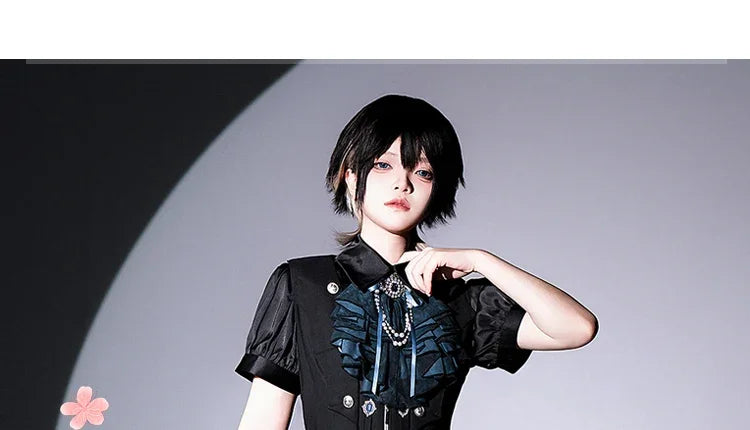 Original Dark Goth Prince Clothing Set New Spring Summer Women's Cool Black Shirt Irregular Vest Shorts 3 Piece Suit Outfits