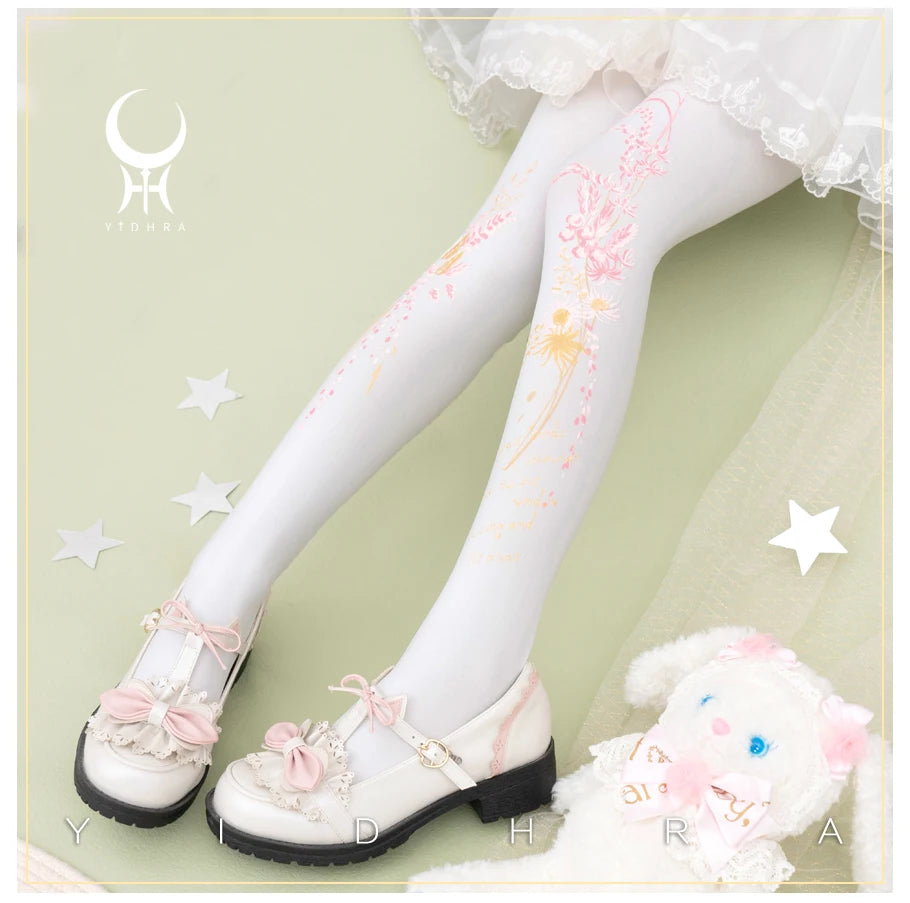 Lolita Classic Print Spring and Summer Lace Stockings Black White Mesh Tights Women Pantyhose Sexy Cosplay Leggings For Girls