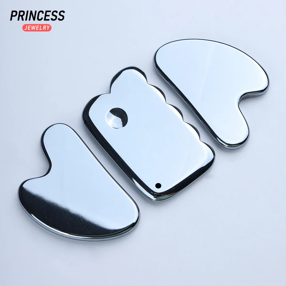 High Quality Terahertz Silver Color Scraping Board, Gua Sha Board for Facial Back Massage, Health Care Tools Gift for Parent