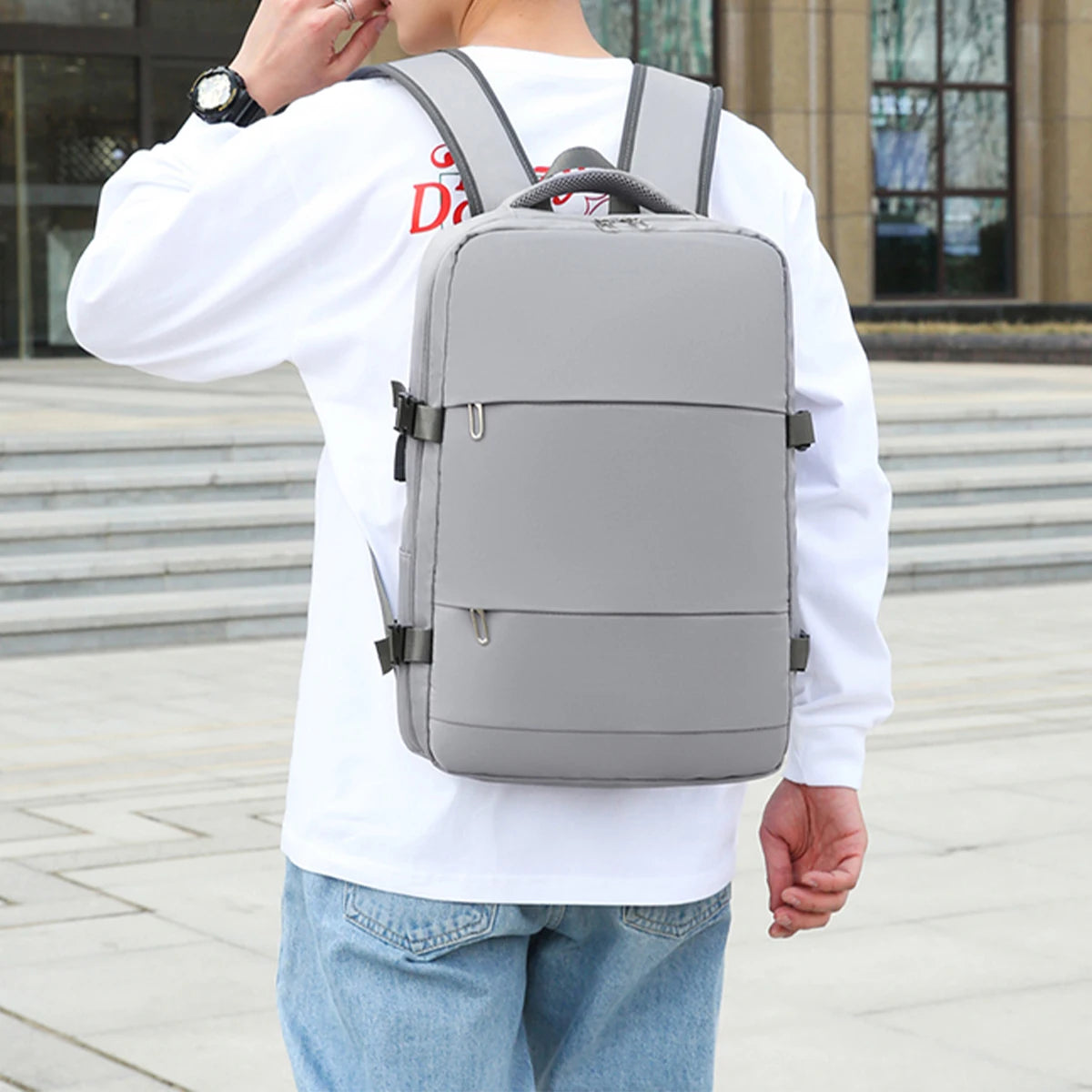 Travel Waterproof Oxford Fabric Dry/Wet  Multifunctional Backpack USB Port Shoe Compartment Trolley Sleeve for Gym/Trips Pockets