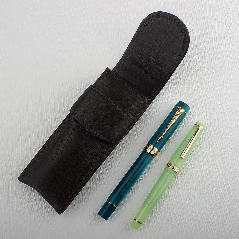 Vintage PU Leather Pencil Bag Fountain Pen Stationery Holder Protective Cover Office School Supplies Retro Pen Torage Case