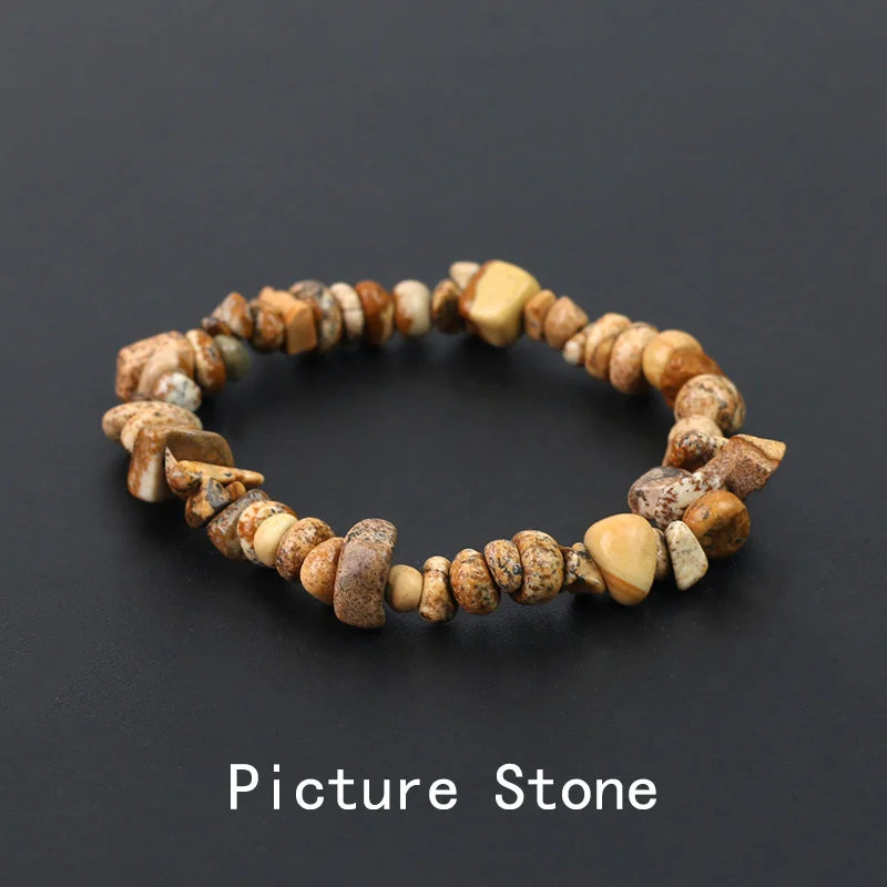 Natural Crystal Gemstone Irregular Energy Stone Bracelet Beads Chips Jewelry Amethys Aquamarine Rose Quartz Bracelets for Women