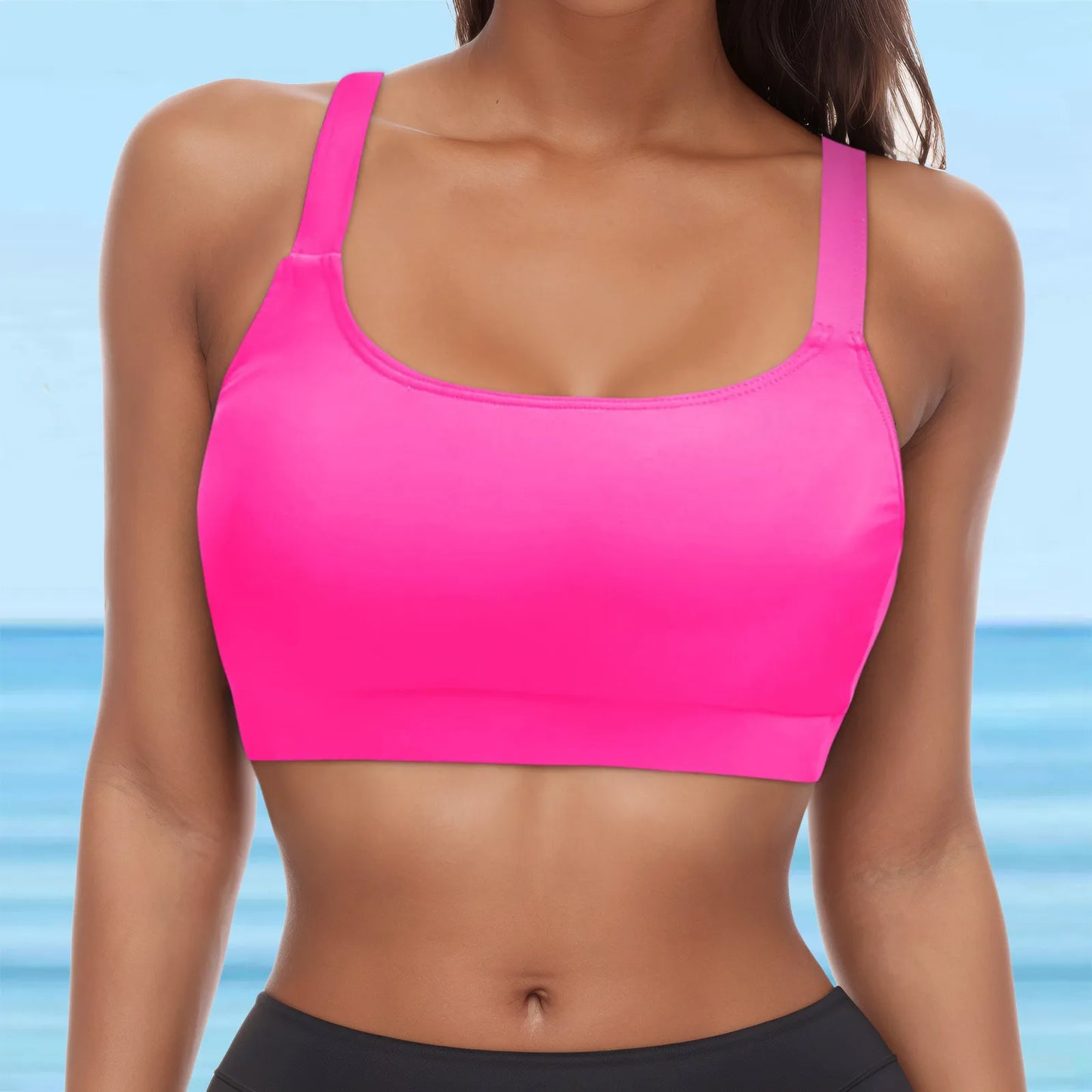 Bras Bikinis Women Swimwear Tops Solid Color Underwire Full Coverage Push Up Swim Crop Brassiere Summer Beachwear 호캉스 수영복