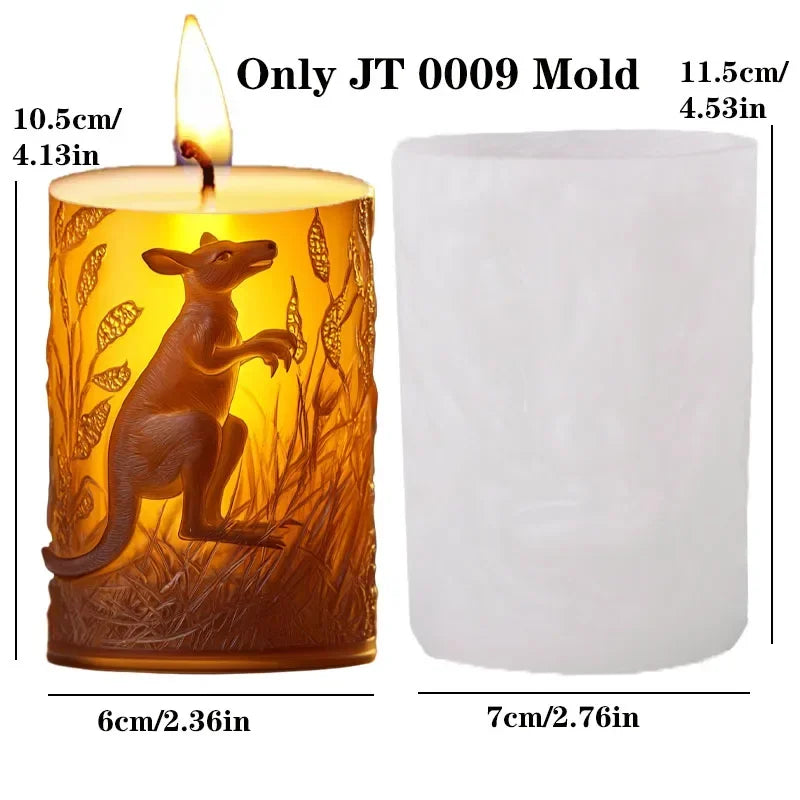 DIY elk relief cylindrical candle silicone mold sika deer flower relief resin mould Forest sika deer gypsum molds Christmas gift