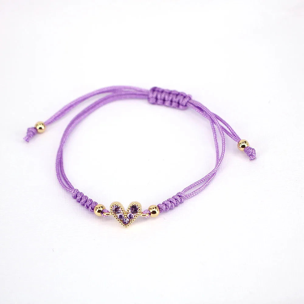 10PCS, Heart Shaped Love Rainbow Braided Bracelet Simple Trendy Ladies Thread Jewelry Gift Summer Charm Rope Cords Bracelets New