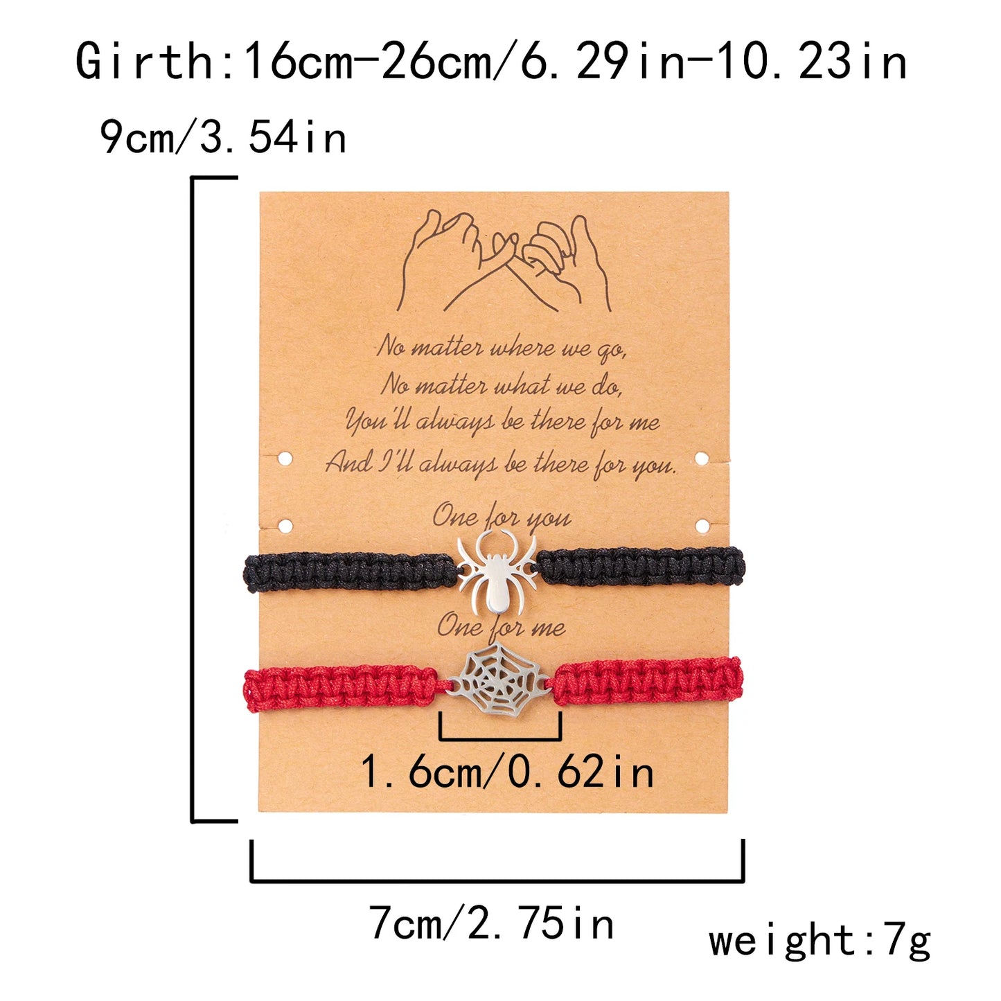 Fashion Halloween Couple Bracelets Classic Spider Spider Web Pendant Black Red Braid Rope Matching Bracelets Friendship Jewelry