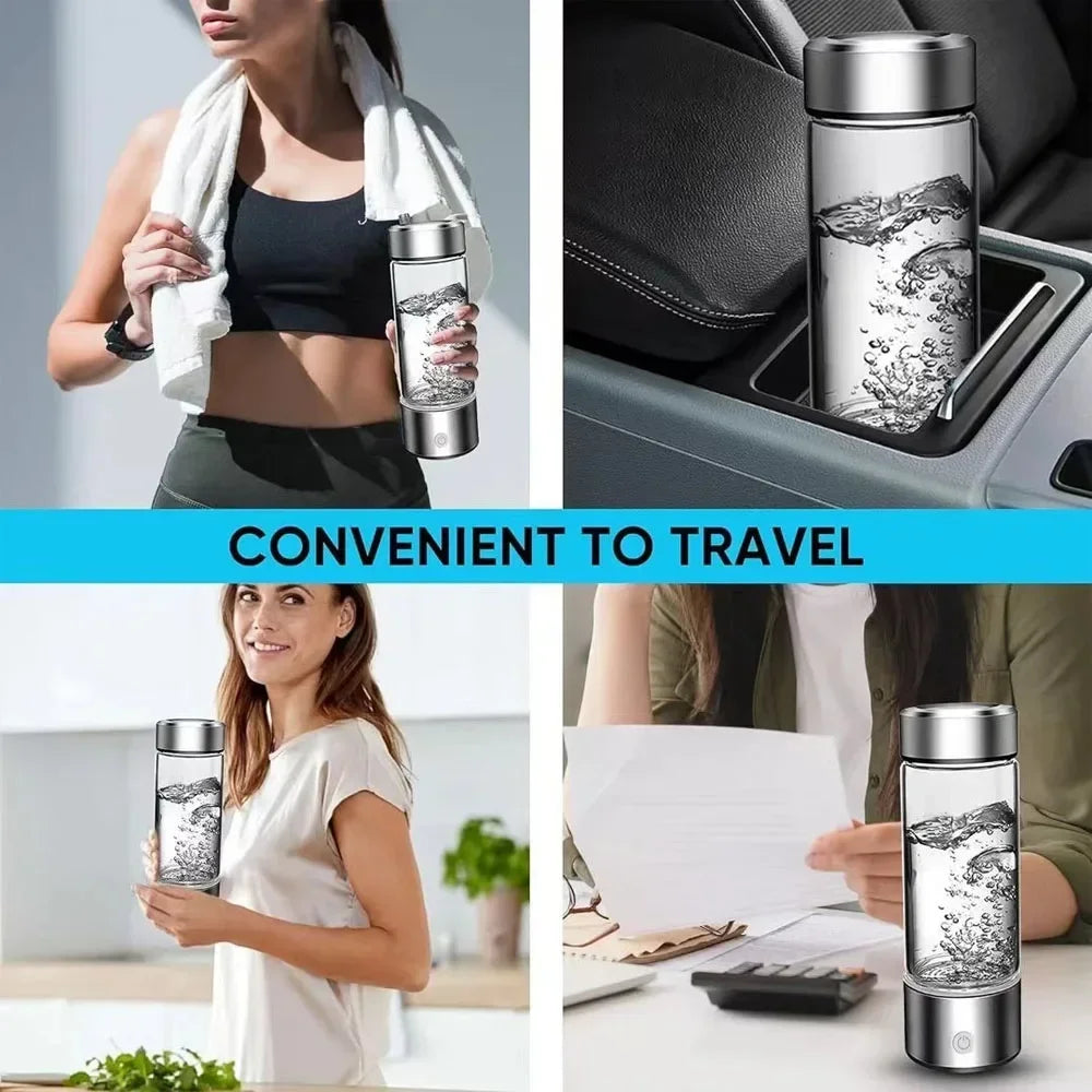 Hydrogen-Rich Water Cup Electric Water Generator Bottle Dual Chamber Filter Cups Antioxidant Water Bottle Titanium Quality Glass