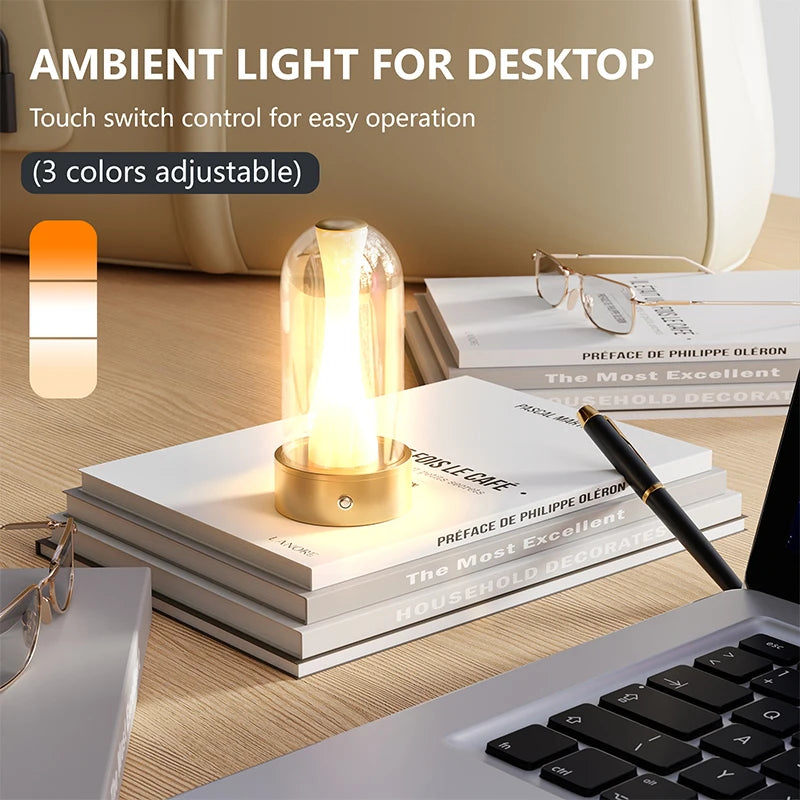 USB Rechargeable Led Desk Lamp 3 Color Changing Mode Bedside Lamp Bedroom Portable Touch Button Emotional Lamp Camping