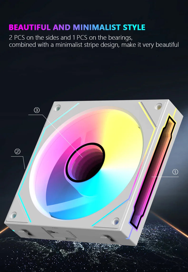 JUMPEAK MX120 360mm Modular Wireless Splicing 120mm PC Case Cooling Fan ARGB Infinite Mirror Light Effect For Water Cooler Fan