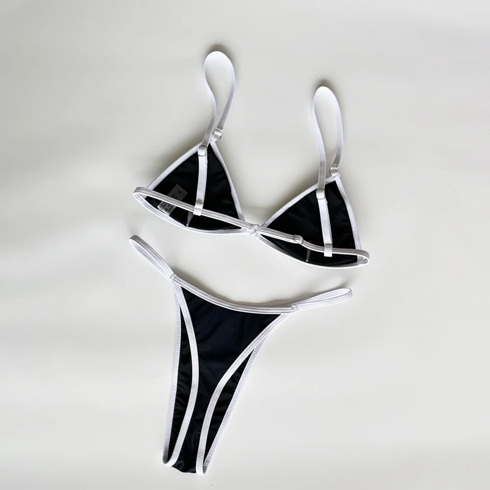 Sexy Bikini Women Swimsuit 2025 New Swimwear Bathing Suit Female Beachwear Micro Thong Bikinis Set 2 Piece Color block Swim Suit