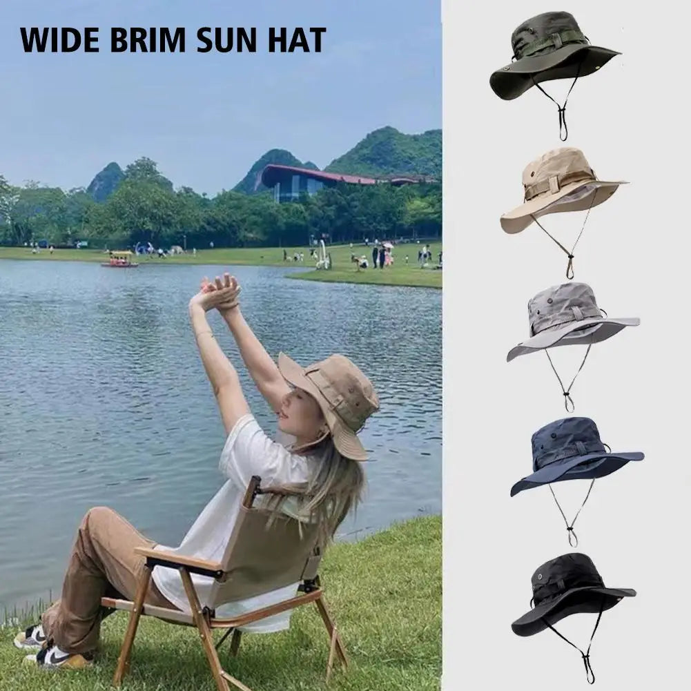 Wide Brim Sun Hat UV Protection Breathable Bucket Cap For Hiking Camping Fishing Outdoor Sun Protection Hats For Men Women