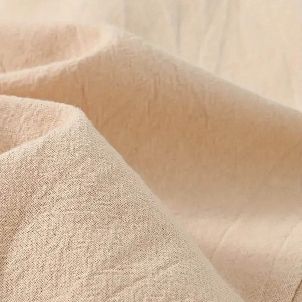 Men's Pants Solid Color Elastic Pockets Drawstring Long Pant Breathable Cotton Linen Trousers Casual Men's Clothing Streetwear