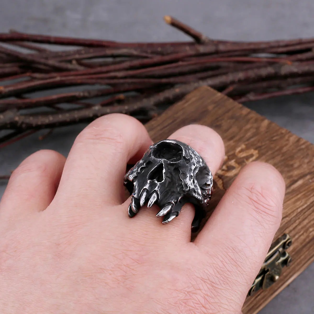 Northern Europe Viking 316L Stainless Steel Skull Ring Neo-gothic Fashion Teen Biker Ring Punk Rock Party Jewelry Accessories