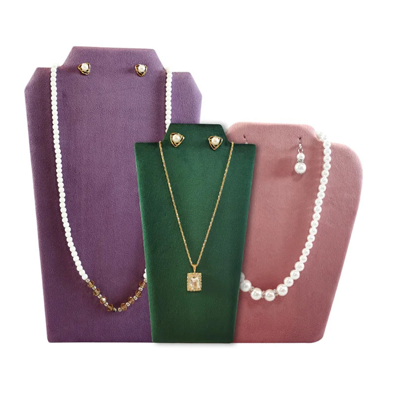 Wooden Necklace Stand White Pu Jewelry Pendant Display Holder Organizer Storage Easel Shelf Rack 3 Color 12.5*22.5Cm