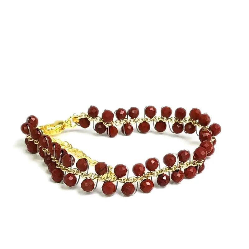 natural multifaceted 3-4mm stone Tourmaline garnet crystal quartz bracelet Women Jewelry Party /Wedding Luxury Gift Set Handwork