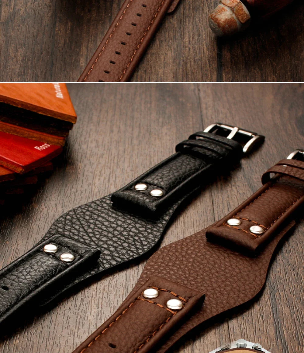 Genuine Leather Watchband 22mm strap With mat for fossil CH2891 CH3051 CH2564 CH2565 watch band handmade mens leather bracelet
