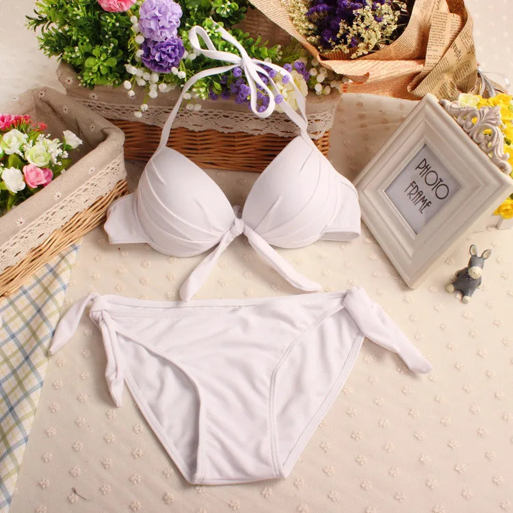 Push Up Bikinis Two Pieces Swimsuit Women Swimwear Neon Green Beach Wear Monokini Bathing Suits Korean Bikini Set Pool 2024